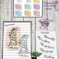 TiSaJa - Set Plotterdatei und Digistamp "Back to Nature" SVG DXF PNG Digipapier Sayings Sprüche Frühling