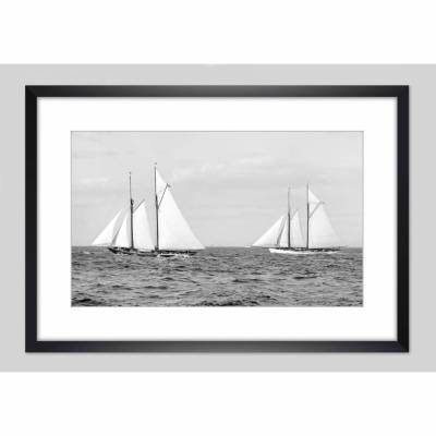 Schiffe - Segelboote Jachten auf dem Meer 1901 Regatta KUNSTDRUCK Poster gerahmt Nautik maritim Vintage Wandbild