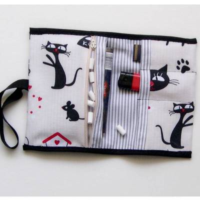 Tabaktasche, Drehertasche, Zigaretten-Drehbeutel, Zigarettenetui, Katzen Tabak-Etui, Tabakbeutel, Rauchergeschenk,