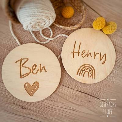 Holzkarte mit Namen / Personalisierte Meilensteinkarte