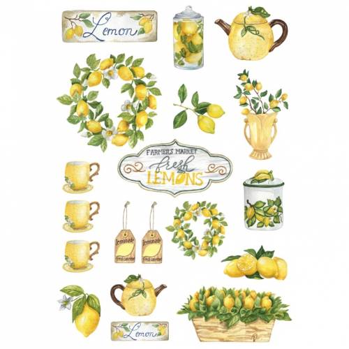 Reispapier - Motiv Strohseide - A4 - Decoupage - Vintage - Shabby - Fresh Lemons - Zitronen - 19208