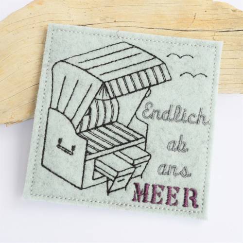 ITH Stickdatei Untersetzer Strandkorb 10x10cm