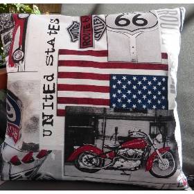 Kissenhülle 'Route 66', Motorrad, Unikat von hessmade