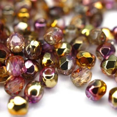 50 Sunny Magic Embers böhmische Perlen 3mm, tschechische feuerpolierte facettierte Glasperlen DIY Glasschliff