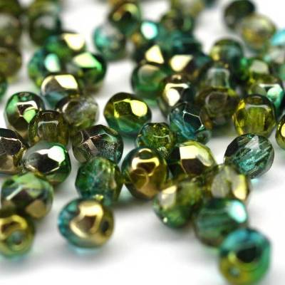 50 Crystal Sunny Magic Summer Green böhmische Perlen 4mm, tschechische feuerpolierte facettierte Glasperlen DIY Glasschl