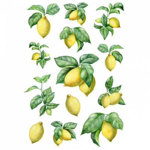 Reispapier - Motiv Strohseide - A4 - Decoupage - Vintage - Shabby - Lemon - Zitrone - 19179