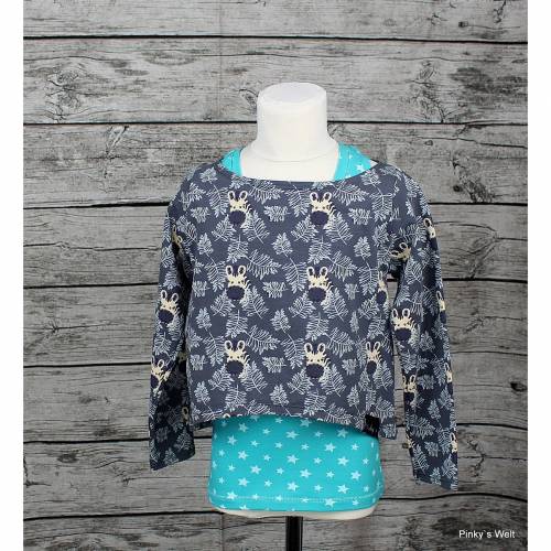 Kurzpulli + Top Set  Gr. 110/116 Pulli mi Top Grau Mint  2 teilig Mädchen