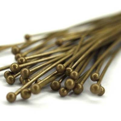 30 Stück bronzefarbene Nietstifte mit Kugel 50 mm