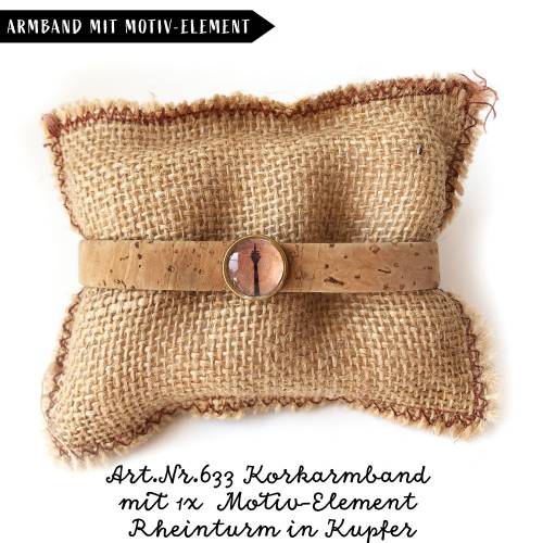 Rheinturm in Kupfer und Korkarmband