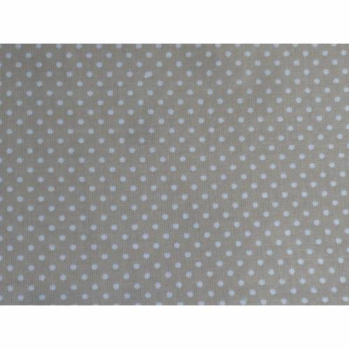 8,90 EUR/m Stoff Baumwolle - Punkte weiß auf beige 2mm