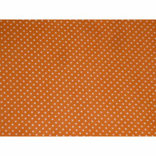 8,90 EUR/m Stoff Baumwolle - Punkte weiß auf orange 2mm