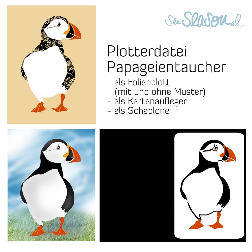 Papageientaucher Plottdatei, Plotterdatei für Folienplott und Papier plotten, als svg, dxf von senSEASONal Bild 3