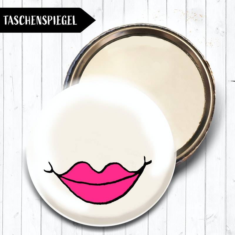 Rote Lippen soll man küssen, Mund, Lippen, Kussmund, Taschenspiegel Mini Spiegel, Illustration Bild 2