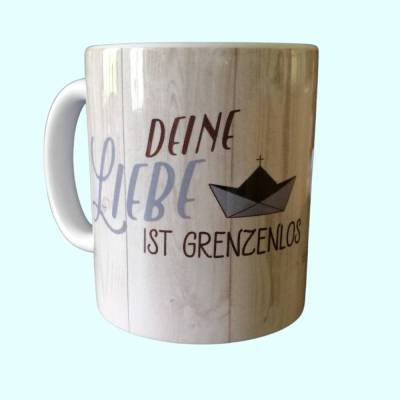 christliche weiße Keramik-Tasse mit Bibelspruch und christlichen Motiven, Geschenk zur Konfirmation