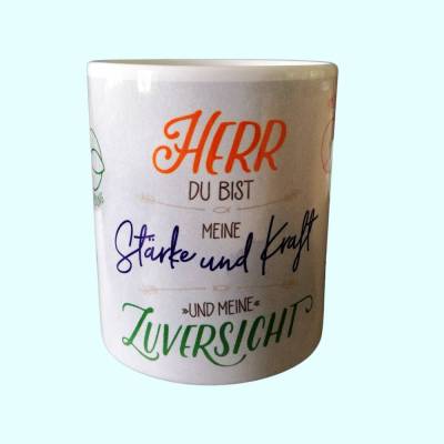 christliche weiße Keramik-Tasse mit Bibelspruch und christlichen Motiven, Geschenk zur Konfirmation