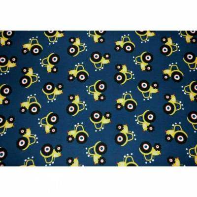 Jersey  Stoff  Kinderstoff  Traktor  Traktoren  Dunkelblau