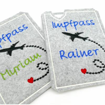 Wunderschöne, stabile Impfpasshülle _ Reisepasshülle - Flugzeug - individualisiert mit deinem Wunschnamen