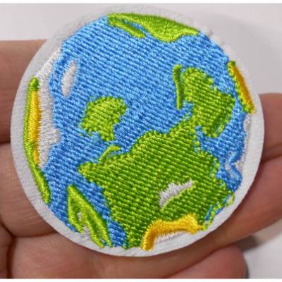 Erde Welt Patch zum Aufbügeln – Weltall Applikation, gestickter Aufnäher für Kinder & Kleidung