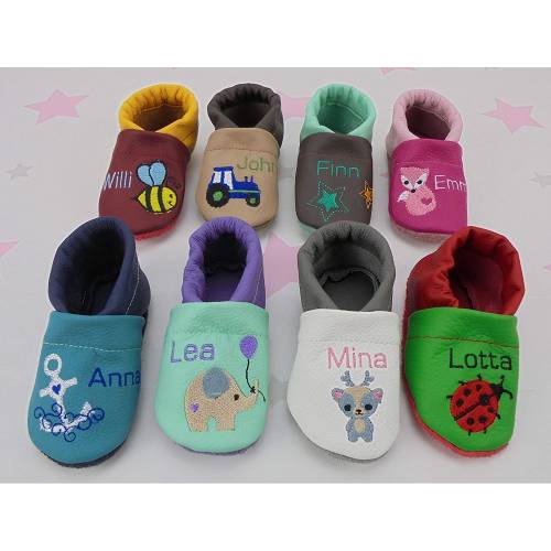 pinkeSterne ☆ Lederpuschen Krabbelschuhe