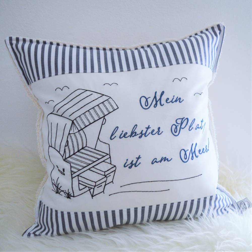 Stickdatei Strandkorb Meer verschiedene Größen Bild 1