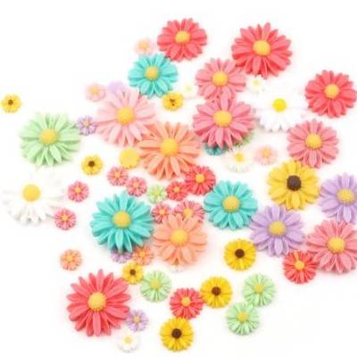 10 -100 Blumen, Blüten,  Harz, Gänseblümchen, Margariten, weiss, bunt