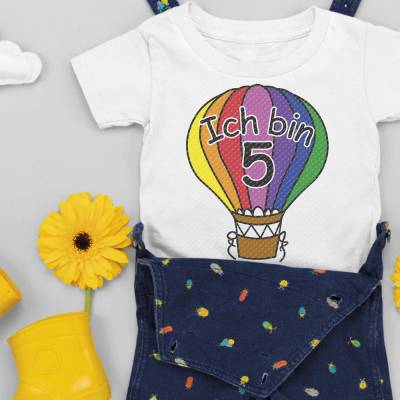 Plotterdatei Geburtstag, Heißluftballon mit Zahl, Serie 15