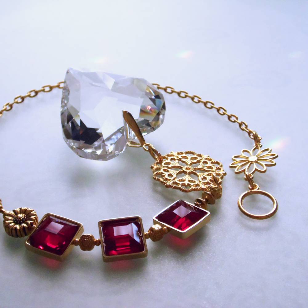 Herz Regenbogen Kristall Sonnenfänger große Liebe in Gold und Rot Muttertag SF-G-4 Bild 5