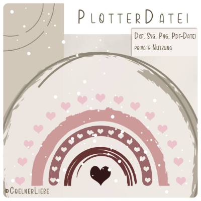 Plotterdatei Herz Regenbogen – romantisches DIY-Motiv für Plotter & Druck