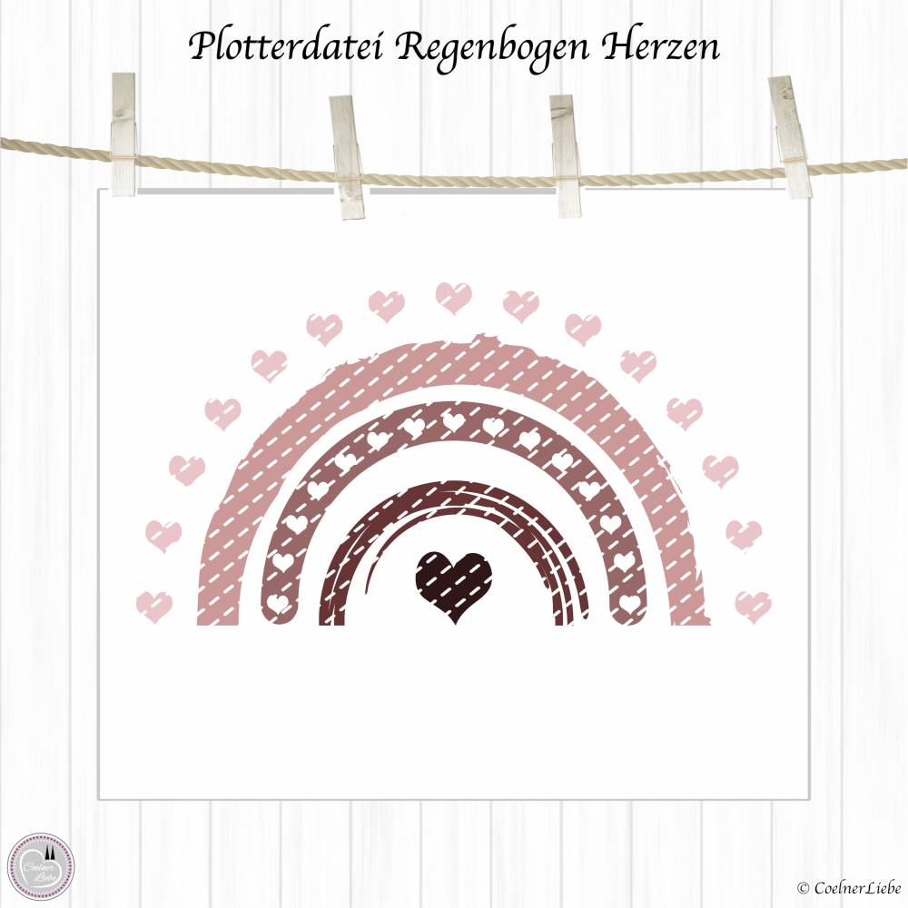 Plotterdatei Herz Regenbogen – romantisches DIY-Motiv für Plotter & Druck Bild 3