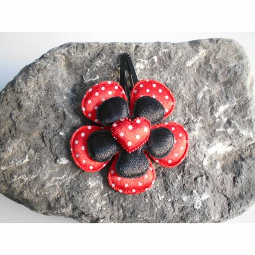 Schwarz / Rot , Herz,  Blume Stoff polka dots Haarspange , Punkte,
