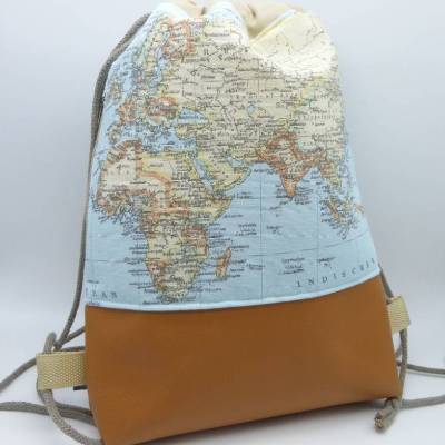 Rucksack Weltenbummler mit Seitenreißverschluss, Unikat hessmade