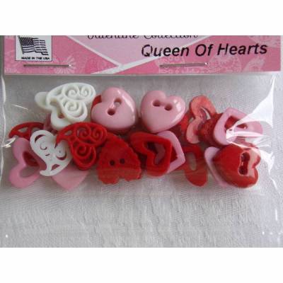Dress it up Knöpfe - Buttons      Herzen      (1 Pck.)    Queen Of Hearts