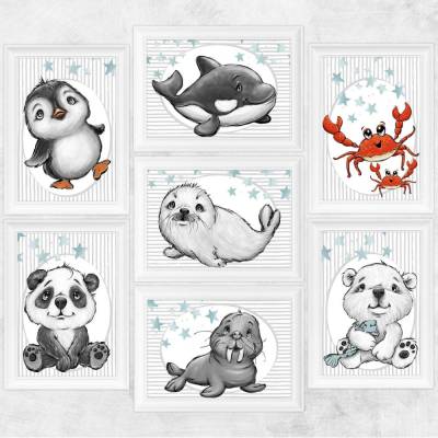 Kinder Poster Kinderzimmer Dekoration Bilder Drucke Tiere [A4]