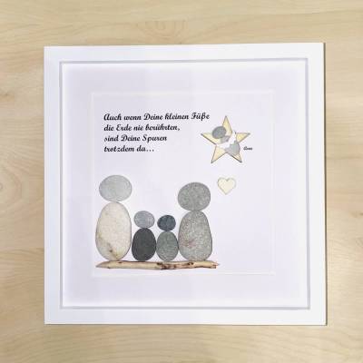 Steinbild Sternenkind – Handgemachtes Gedenkbild mit Herz & Stern, personalisierbar, STB-1