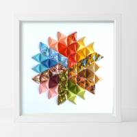 Buntes Mandala // Origami aus handmarmoriertem Papier im Objektrahmen