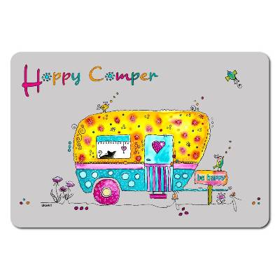 Personalisierte Fußmatte Camper Wohnwagen – Happy Camper, Geschenk-Idee, 40 x 60 cm, rutschfest & waschbar