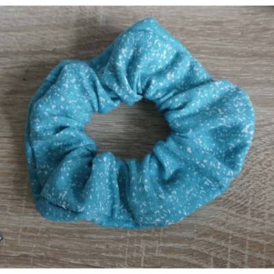Scrunchie / Haargummi   genäht jersey türkis weiße punkte