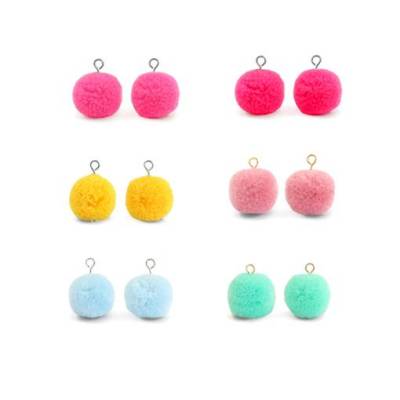 Pompom Anhänger 3Stk. mit Öse 15mm