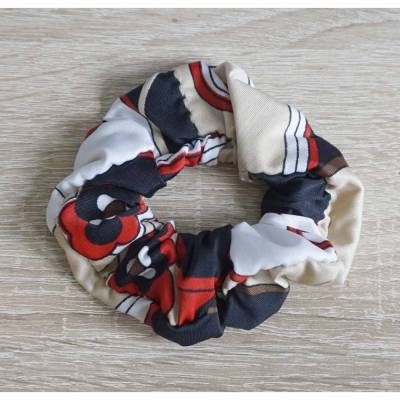 Scrunchie / Haargummi  genäht jersey rot-schwarz-beige