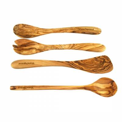 4tlg. Kochlöffel-Set aus Olivenholz mit Gravur