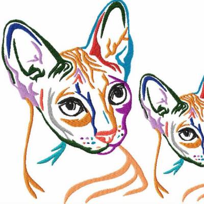 Stickdatei Katze Sphynx- bunt- 97x137 140x197  mm