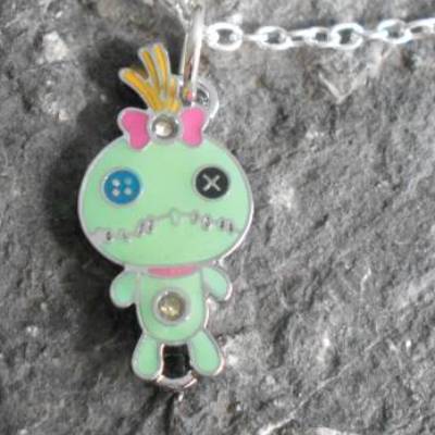 Voodoo Puppe Zombie Kawaii Anhänger Silberkette 925 Silber Halskette Horror Schmuck