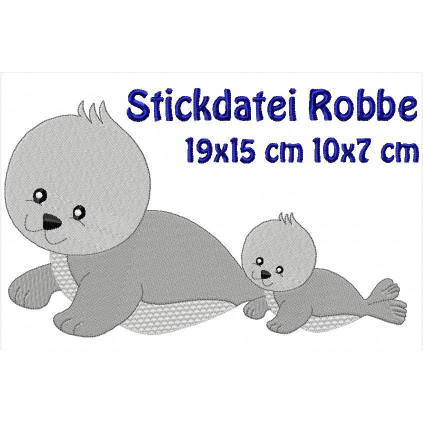 Stickdatei  Robbe 100x70 190x150 mm Bild 1