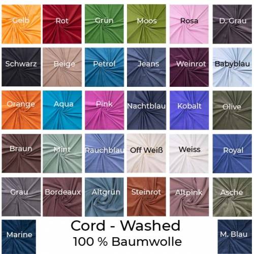 Cord-Washed-100% Baumwolle- 50 cm Schritte -Meterware