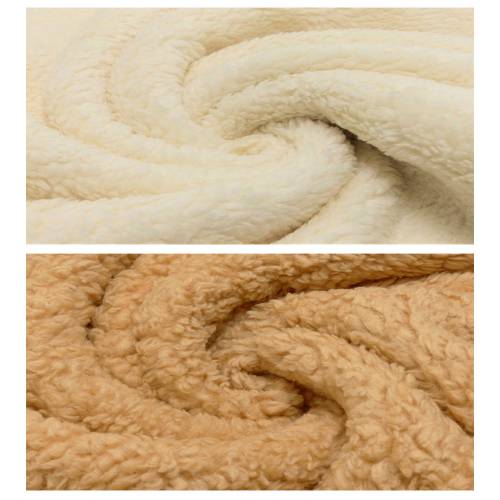 Teddy Plüsch Baumwollkrimmer Plüschstoff - 0,5 m Schritte- Meterware-430g/qm 80% Baumwolle Stoffe-Natur und Hellbraun