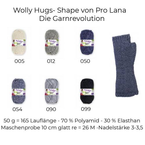 Wolly Hugs- Shape von Pro Lana-Die Garnrevolution-50 g = 165 Lauflänge-70 Prozent Polyamid-30 Prozent Elasthan-6 Farben