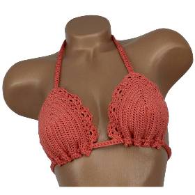 Häkel-Bikinioberteil orange - Boho Festival Top gehäkelt