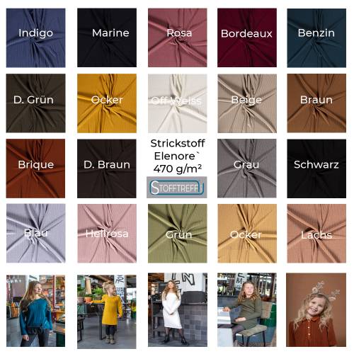 Eleganter Strickstoff-Elenore'-19 Farben-470 g/m²-155 cm Breite-50 cm Schritte-Meterware
