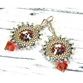 festliche silberfarbene ohrringe, brautschmuck hochzeit, weihnachten geschenk, beadwork, trend schmuck, glasperlen 