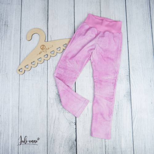 Hose Leggings mit Biesen und Taschen Jeansoptik Rosa